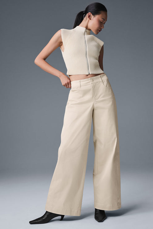 alo Women's Wanderlust Wide Leg Trouser - Oat Milk