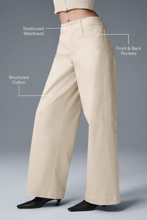 alo Women's Wanderlust Wide Leg Trouser - Oat Milk