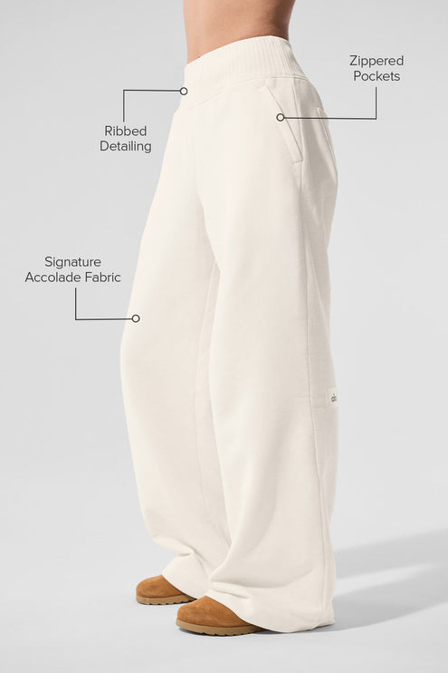 alo Women's Serenity Wide Leg Sweatpant - Ivory