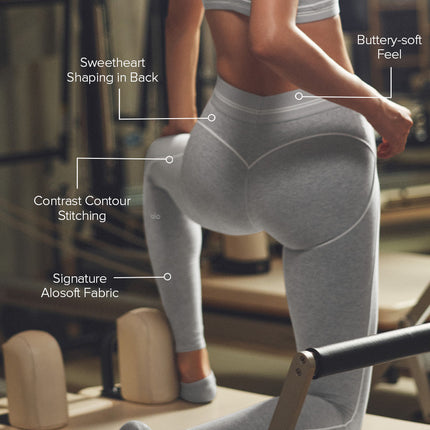 alo Women's Alosoft High-Waist Heart Throb Legging Athletic Heather Grey/White