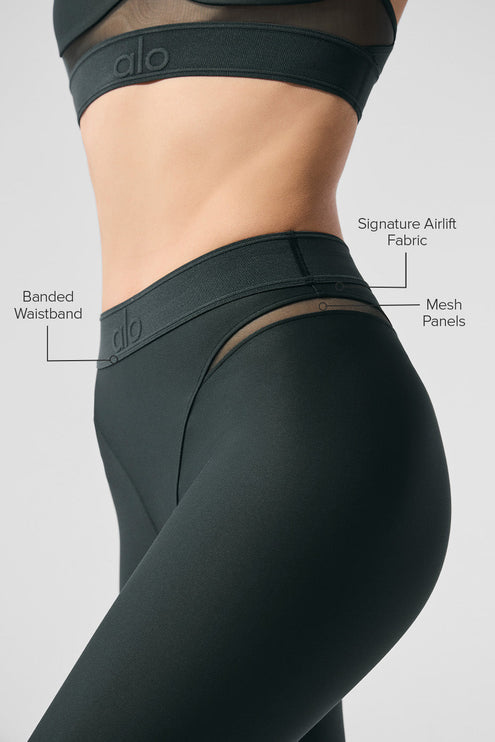 alo Women's Airlift High-Waist 7/8 Rebel Legging - Charcoal Green