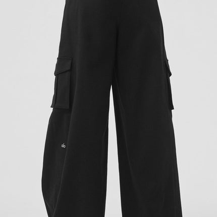 alo Women's Show Off Cargo Wide Leg Trouser (Regular) - Black