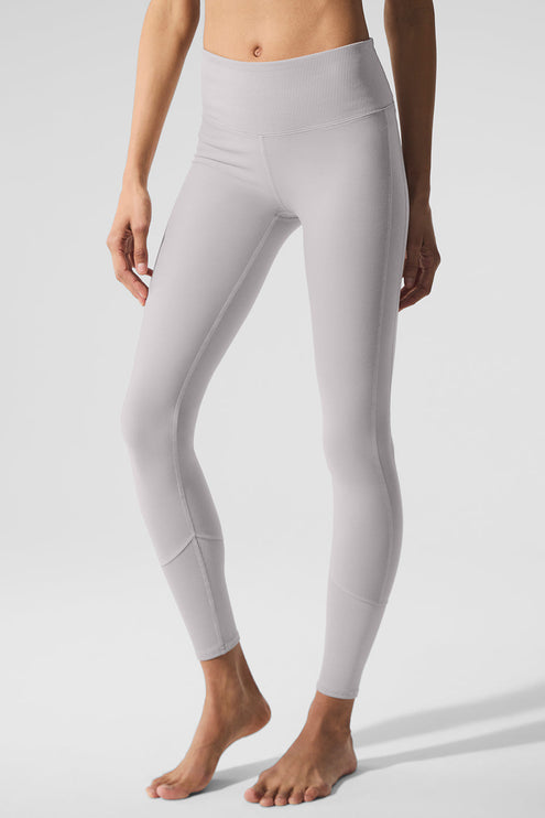 alo Women's Washed Alosoft High-Waist Lounge Legging - Grey Sky Wash