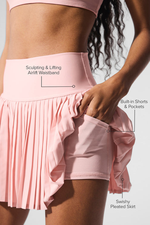 alo Women's Grand Slam Tennis Skirt - Pink Quartz