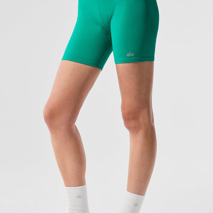 alo Women's 5" Seamless Ribbed Favorite Short - Spruce Green