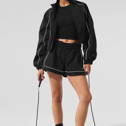 alo Women's Motivate Track Short - Black/White