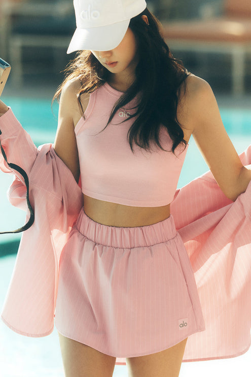 alo Women's Pinstripe Daylight Mini Skirt - Pink Quartz/Ivory