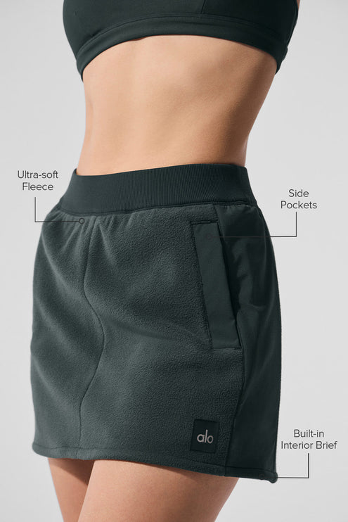 alo Women's Polar Fleece Wintry Mix Skirt - Charcoal Green