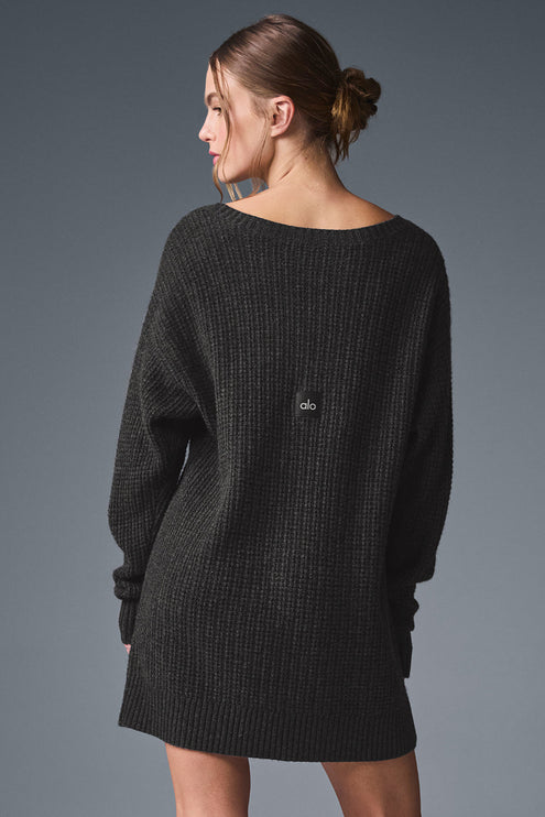 alo Women's Cashmere Plush Waffle Dress - Dark Heather Grey