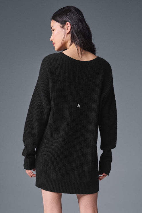 alo Women's Cashmere Plush Waffle Dress - Black