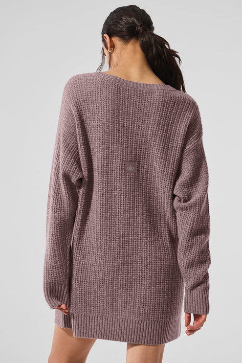 alo Women's Cashmere Plush Waffle Dress - Mushroom Heather