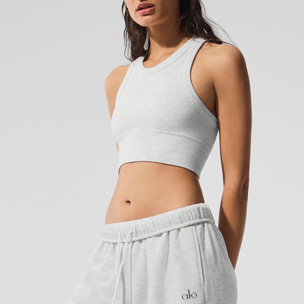 alo Women's Seamless Delight High Neck Bra - White Heather