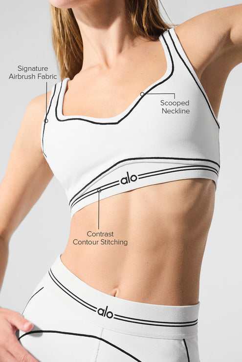 alo Women's Airbrush Heart Throb Bra - White/Black