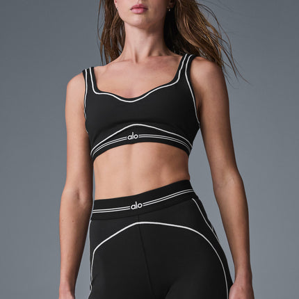 alo Women's Airbrush Heart Throb Bra - Black/White