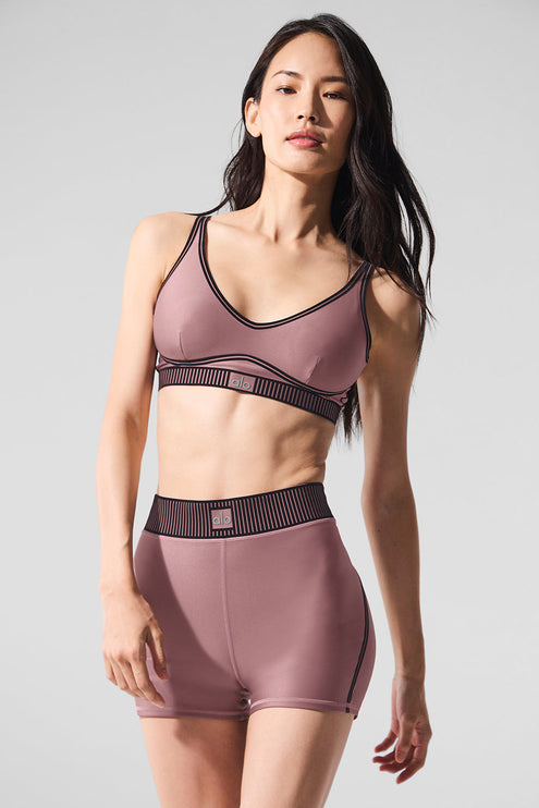 alo Women's Airlift Line Up Bra - Smoky Quartz