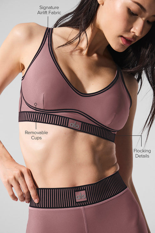 alo Women's Airlift Line Up Bra - Smoky Quartz