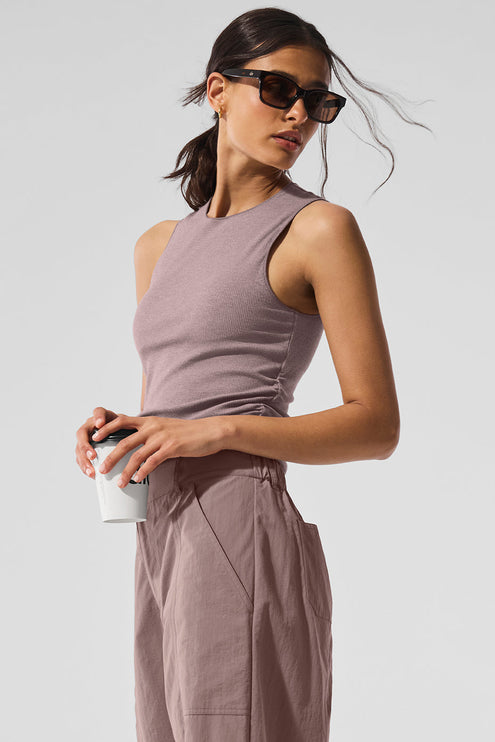 alo Women's Ribbed En Pointe Tank - Mushroom Heather
