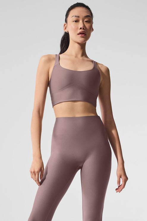 alo Women's Airlift Sleek Bra Tank - Mushroom