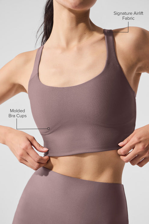 alo Women's Airlift Sleek Bra Tank - Mushroom