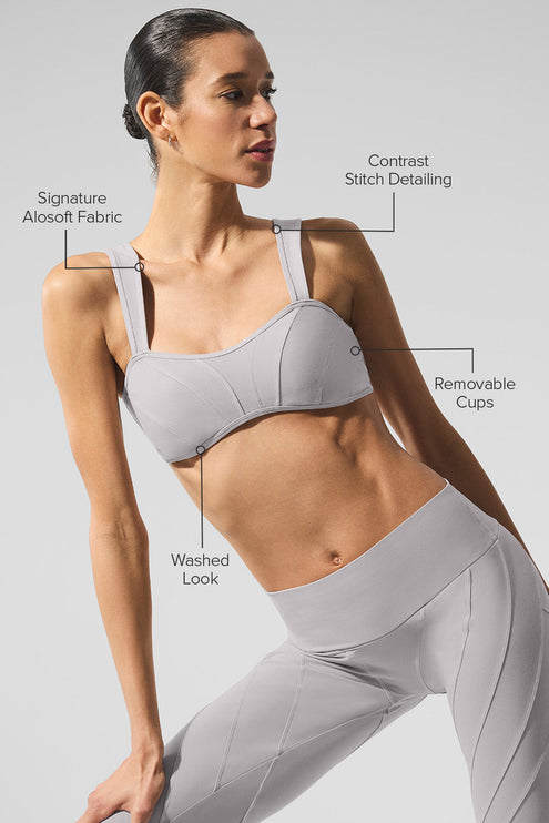 alo Women's Washed Alosoft Sunray Bra - Grey Sky Wash