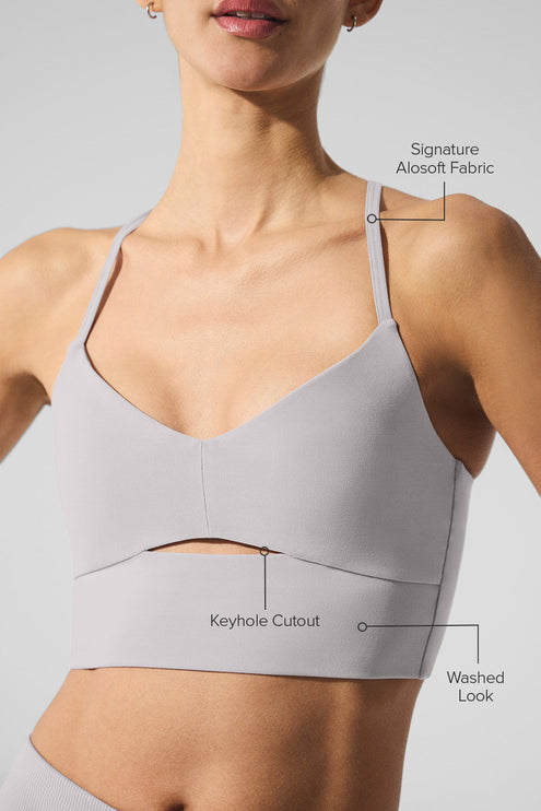 alo Women's Washed Alosoft Highlight Bra - Grey Sky Wash