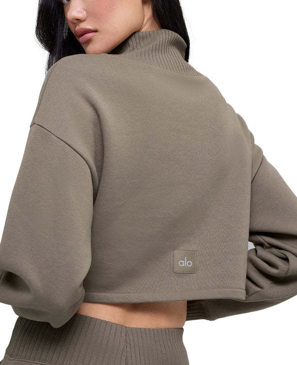 alo Women's Cropped Serenity Coverup Light Cocoa