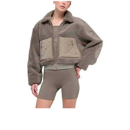 alo Women's Sherpa Edge Bomber Light Cocoa