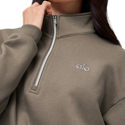alo Women's Accolade 1/4 Zip Pullover Light Cocoa