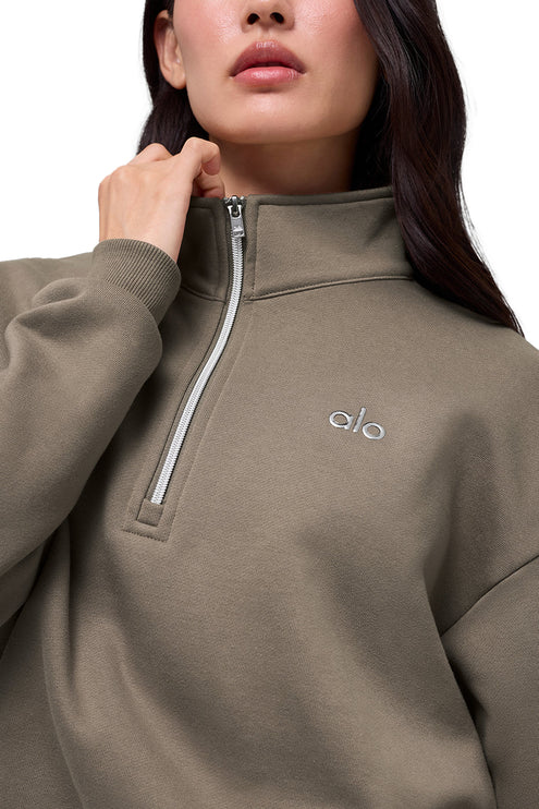 alo Women's Accolade 1/4 Zip Pullover Light Cocoa