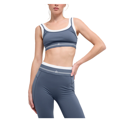 alo Women's Airbrush Better Together Bra Bluestone/White