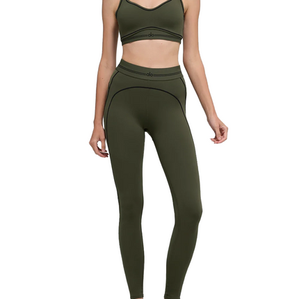 alo Women's Airbrush High-Waist Heart Throb Legging Green Olive/Black