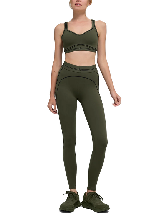 alo Women's Airbrush High-Waist Heart Throb Legging Green Olive/Black