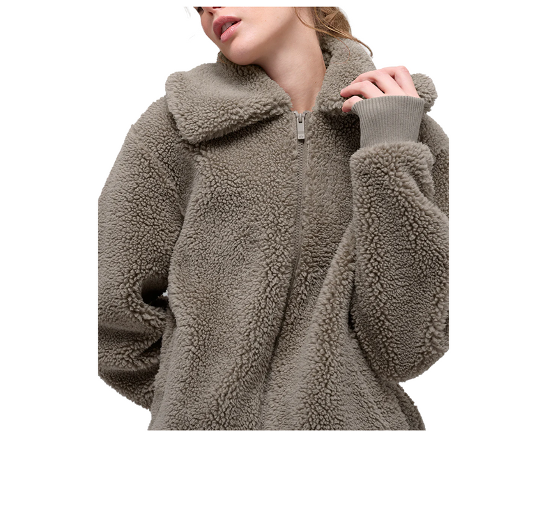 alo Women's Sherpa Downtown Jacket Light Cocoa