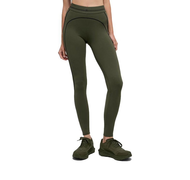 alo Women's Airbrush High-Waist Heart Throb Legging Green Olive/Black