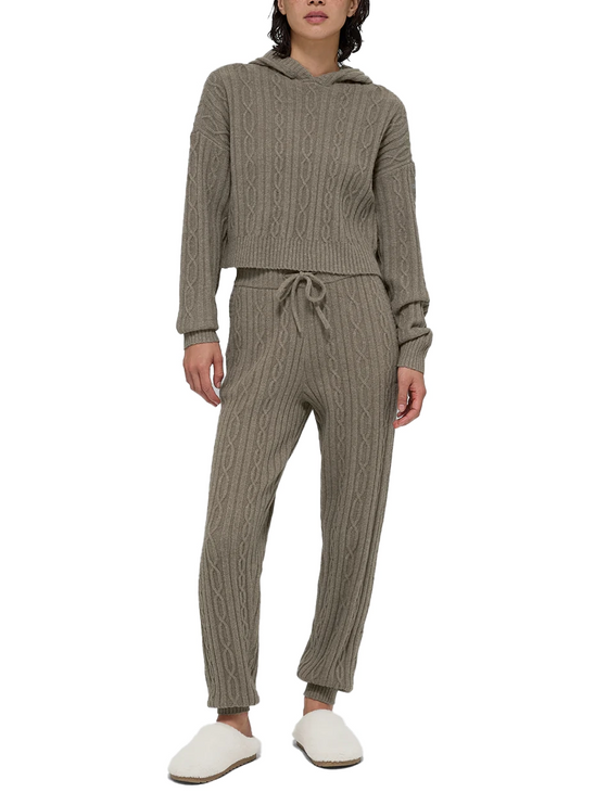 alo Women's Cable Knit Winter Bliss Pant Light Cocoa