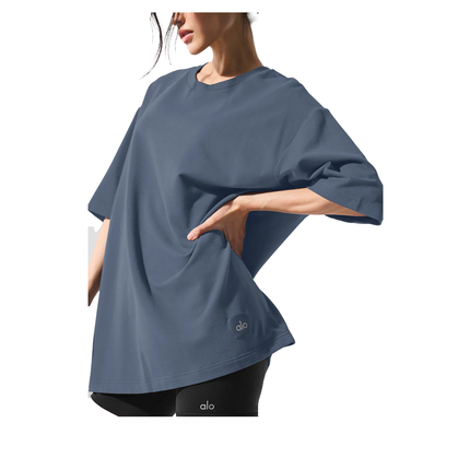 alo Women's Double Take Short Sleeve Bluestone