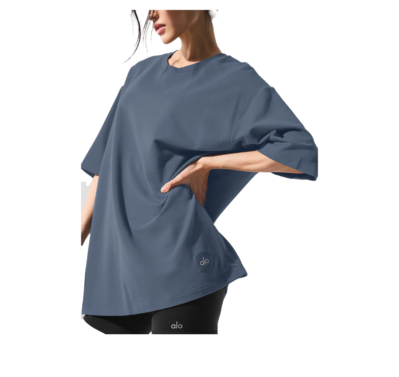 alo Women's Double Take Short Sleeve Bluestone