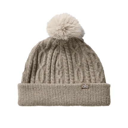 alo Women's Cable Knit Winter Bliss Beanie Light Cocoa