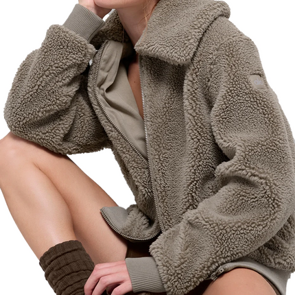 alo Women's Sherpa Downtown Jacket Light Cocoa