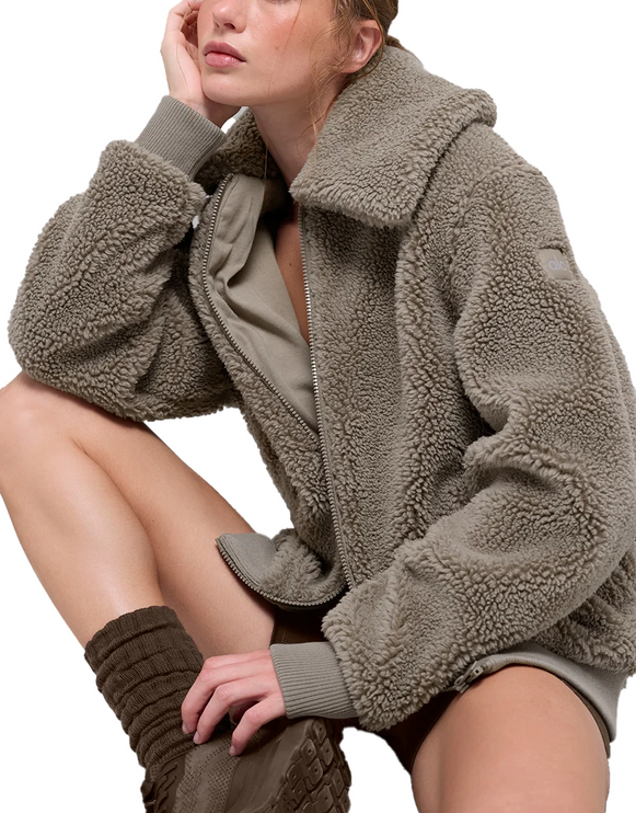 alo Women's Sherpa Downtown Jacket Light Cocoa