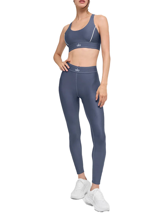 alo Women's Airlift Suit Up Bra Bluestone/White