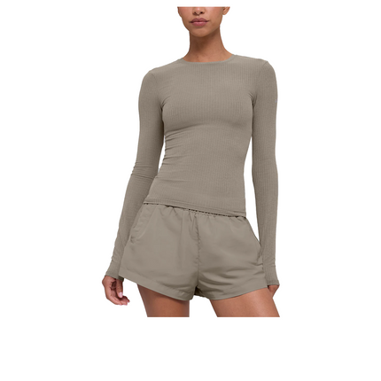 alo Women's Ribbed Sea Coast Long Sleeve Light Cocoa