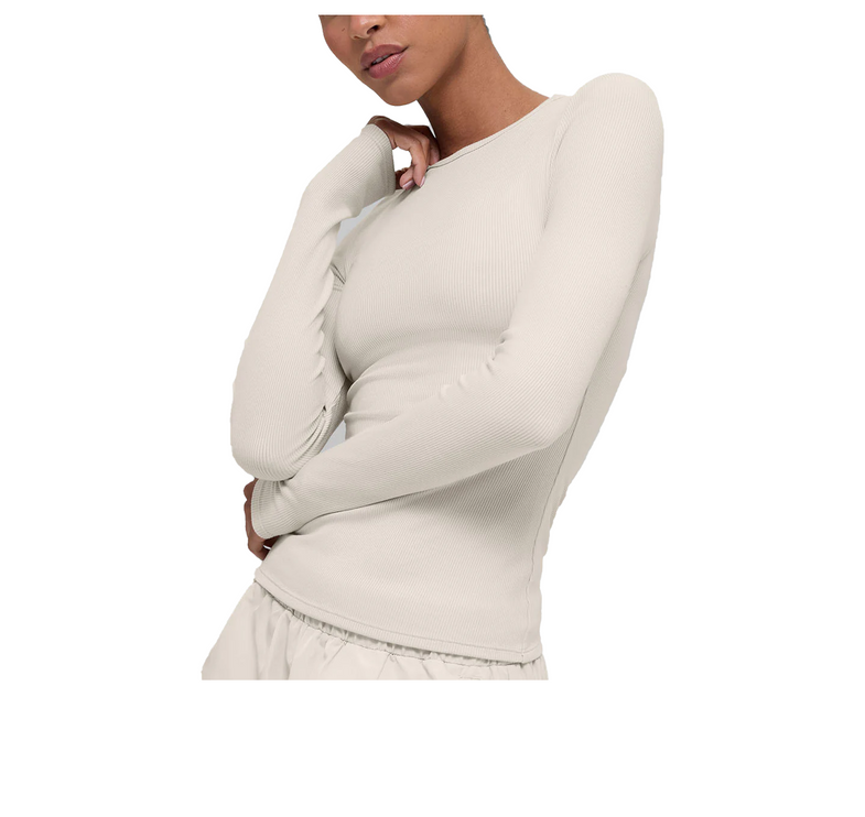 alo Women's Ribbed Modal Long Sleeve Bone