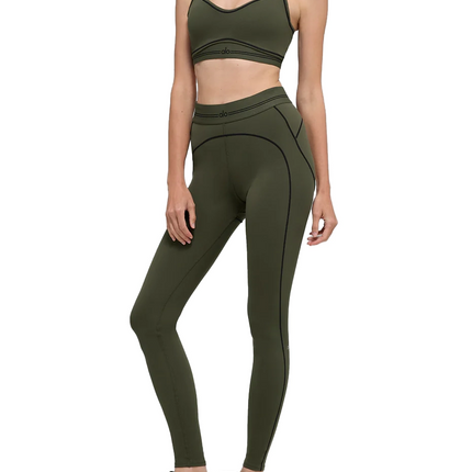 alo Women's Airbrush Heart Throb Bra Green Olive/Black