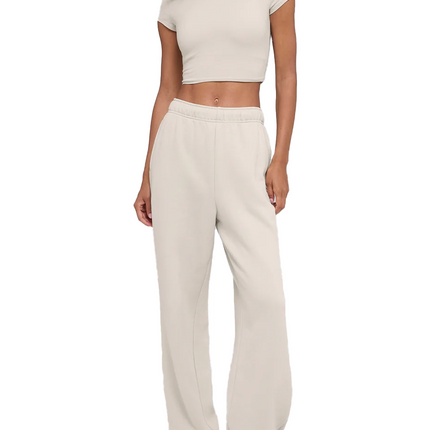 alo Women's Alosoft Crop Finesse Short Sleeve Bone