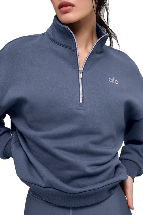 alo Women's Accolade 1/4 Zip Pullover Bluestone