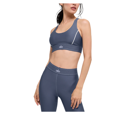 alo Women's Airlift Suit Up Bra Bluestone/White