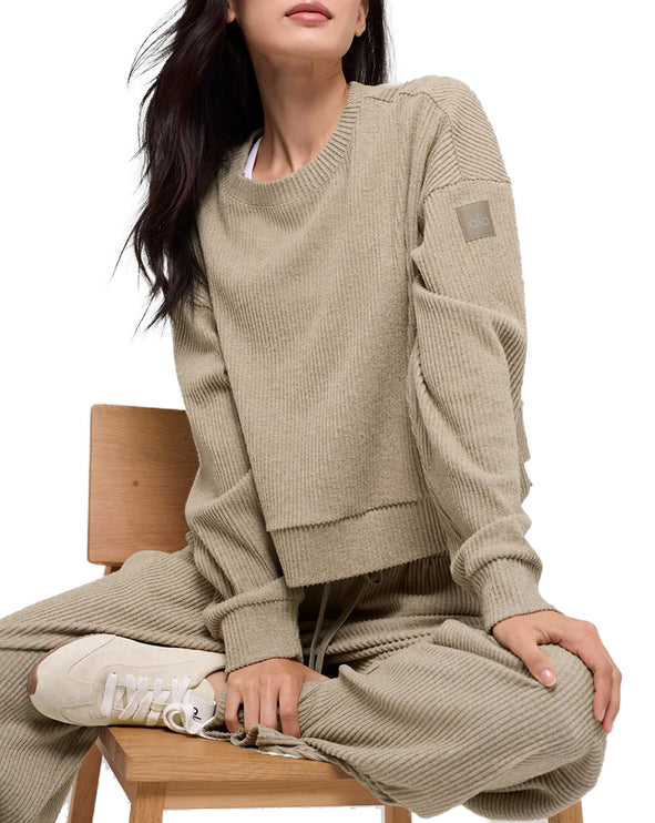 alo Women's Muse Crew Neck Pullover Gravel Heather