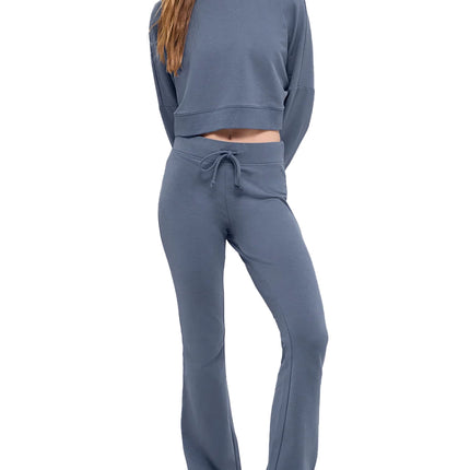 alo Women's Cropped Sway Crew Neck Pullover Bluestone
