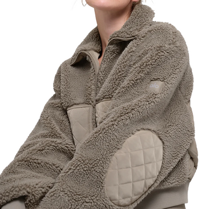 alo Women's Sherpa Edge Bomber Light Cocoa